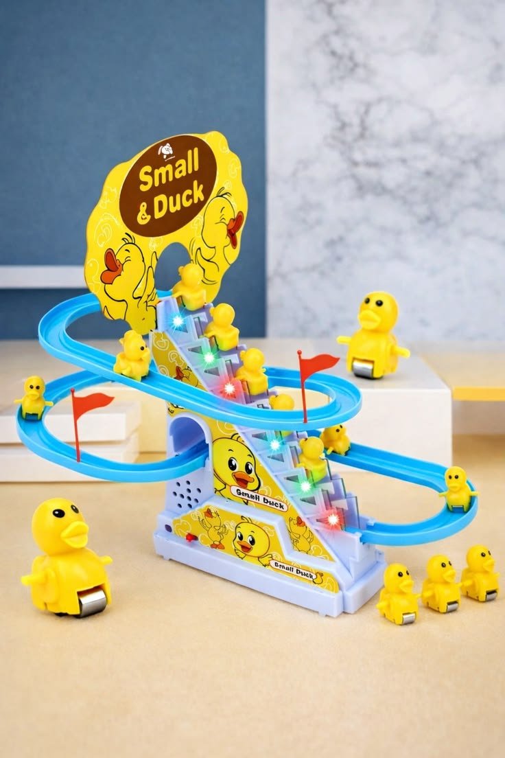 Ducks Chasing Race Track Game Set - Small Ducks Stair Climbing Toys for Kids (Multicolor)